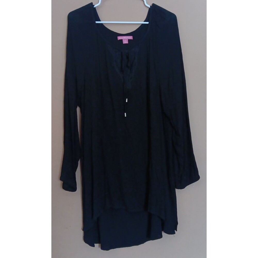 Shirt size XL womans Woman Within Black Blouse Long Sleeve Lace insert